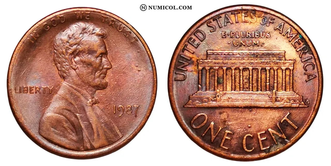 Moneda 1 Cent "Lincoln Memorial Cent" (cinc chapado en cobre)