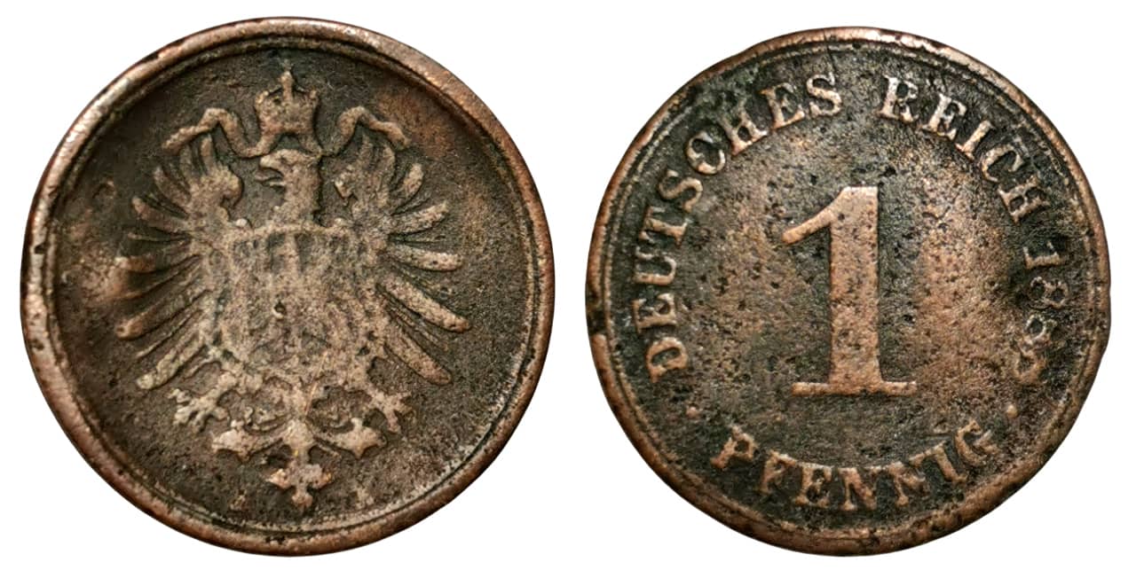 Moneda 1 Pfennig - Wilhelm I (type 1 - large shield)