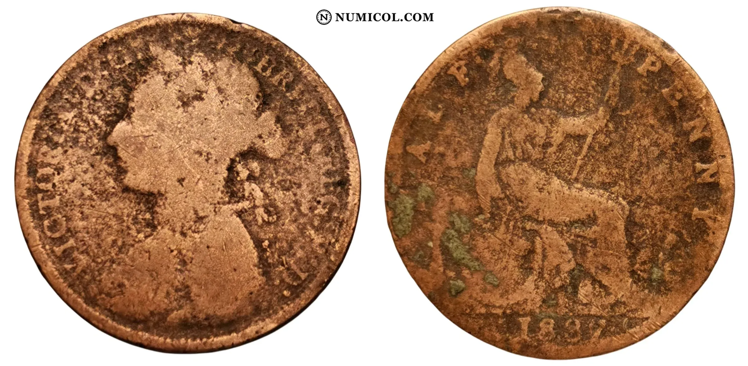 ½ Penny - Victoria (2nd portrait; 2nd type)